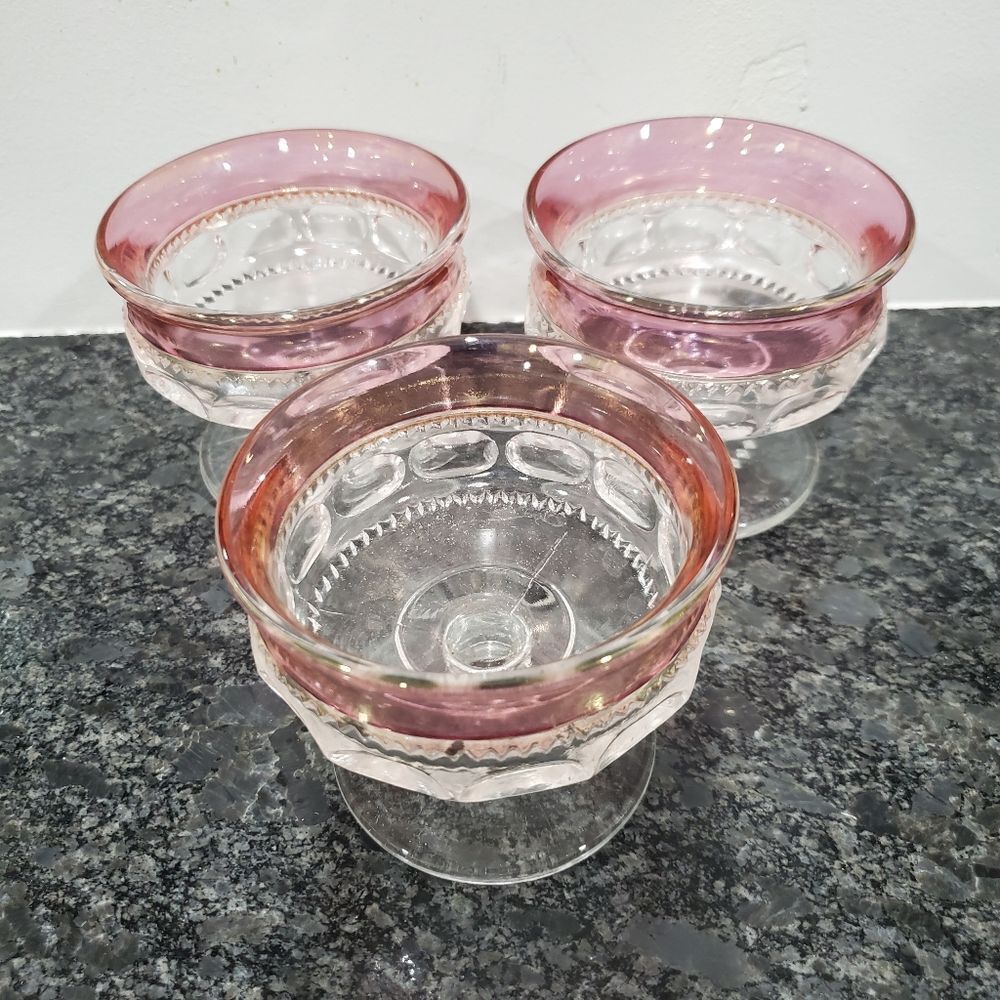 Set of 3 Tiffin Kings Crown Sherbet Dishes